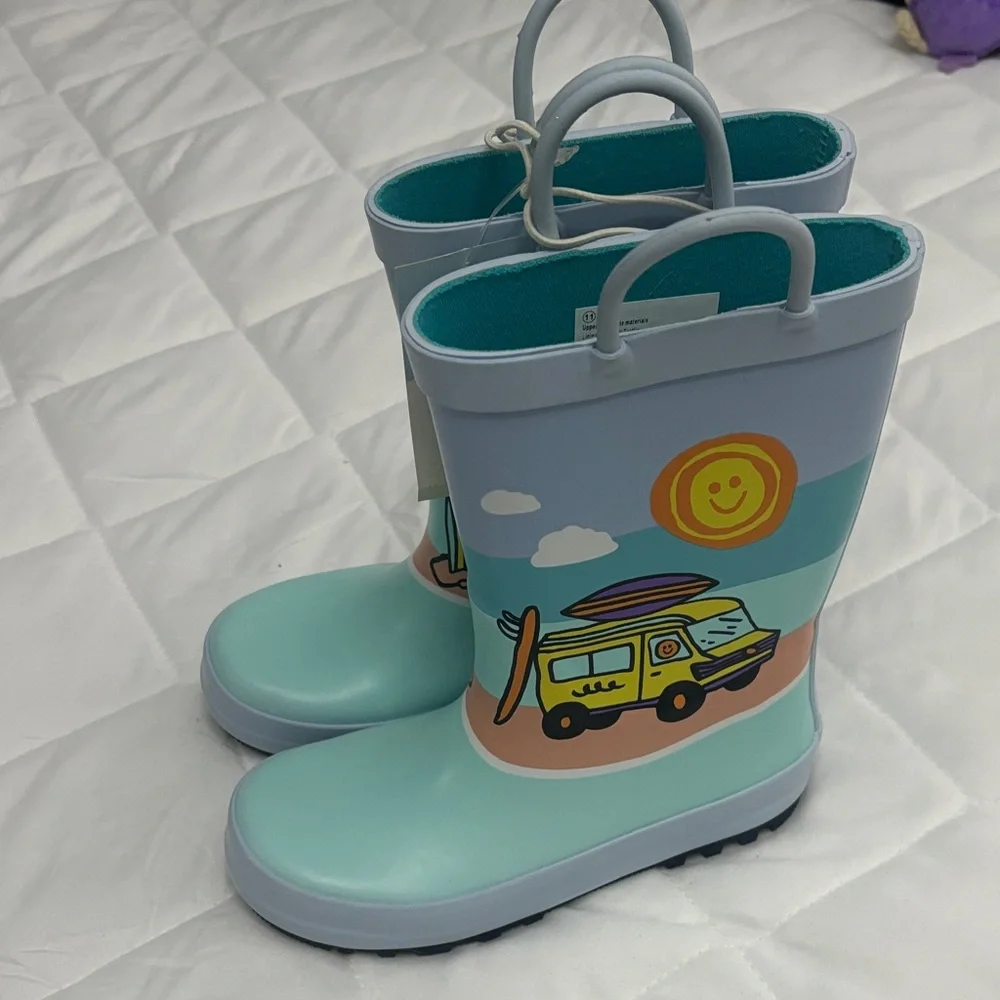 Cat & Jack Aqua and Light Blue Kids' Rain Boots